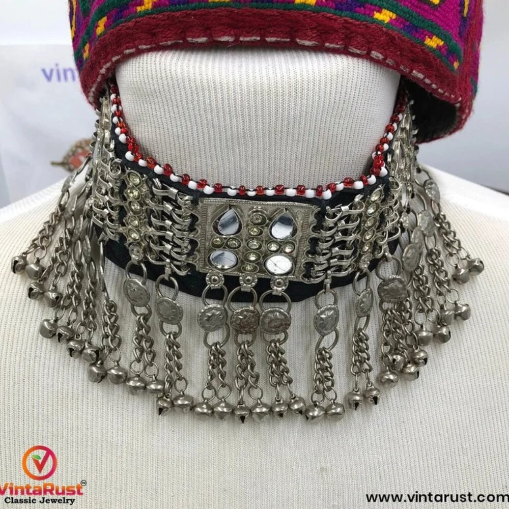 Afghan Choker: Tribal Silver Bells Kuchi Necklace